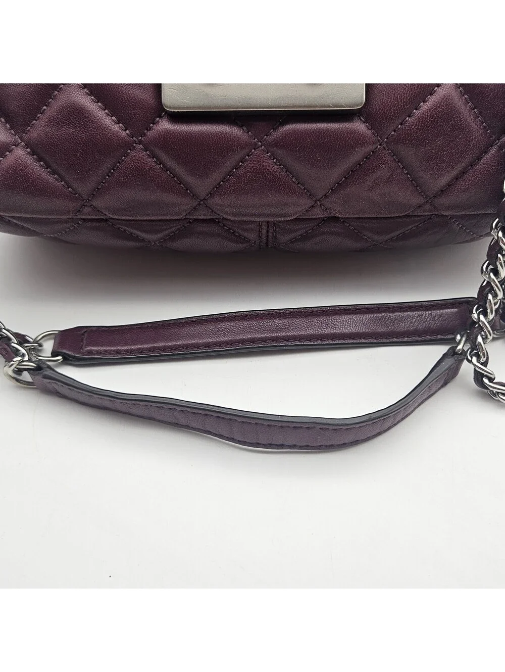 Michael Kors Purple Quilted Purse With Adjustable Chain Strap